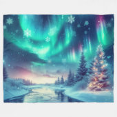 Aurora borealis/Kerstmis/Winter Fleece Deken (Voorkant (Horizontaal))
