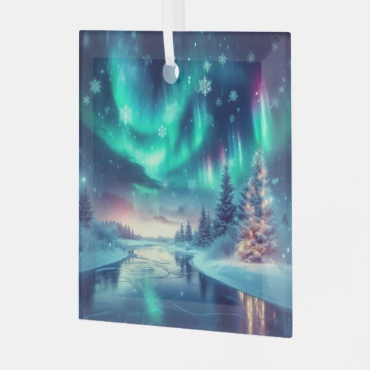 Aurora borealis/Kerstmis/Winter Glas Ornament (Voorkant links)