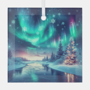 Aurora borealis/Kerstmis/Winter Glas Ornament