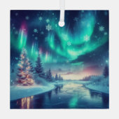 Aurora borealis/Kerstmis/Winter Glas Ornament (Achterkant)