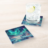 Aurora borealis/Kerstmis/Winter Glazen Onderzetter (Schuin)