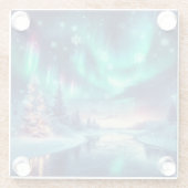 Aurora borealis/Kerstmis/Winter Glazen Onderzetter (Achterkant)