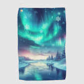 Aurora borealis/Kerstmis/Winter Golfhanddoek (Voorkant)