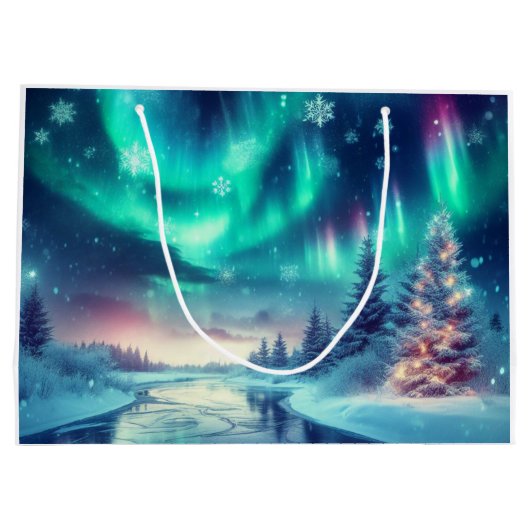 Aurora borealis/Kerstmis/Winter Groot Cadeauzakje (Achterkant)