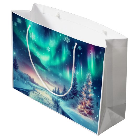 Aurora borealis/Kerstmis/Winter Groot Cadeauzakje (Achterkant Gekanteld)
