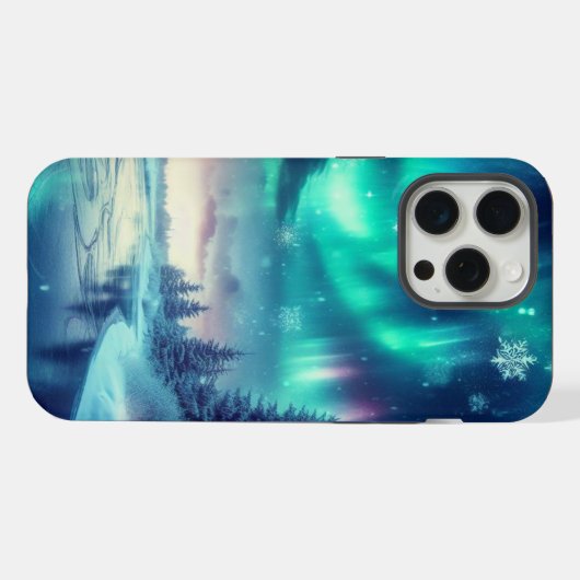 Aurora borealis/Kerstmis/Winter iPhone Hoesje (Achterkant horizontaal)