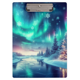 Aurora borealis/Kerstmis/Winter Klembord