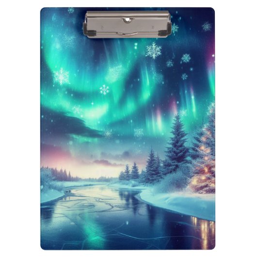 Aurora borealis/Kerstmis/Winter Klembord (Voorkant)