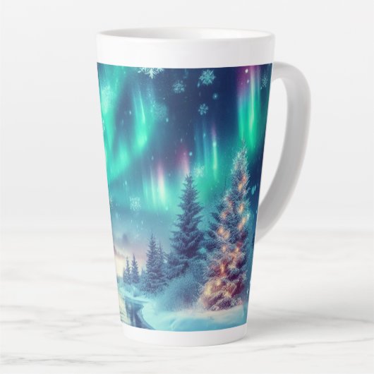 Aurora borealis/Kerstmis/Winter Latte Mok (Rechterhoek)
