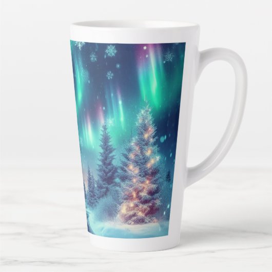 Aurora borealis/Kerstmis/Winter Latte Mok (Rechts)