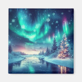 Aurora borealis/Kerstmis/Winter Magneet (Voorkant)