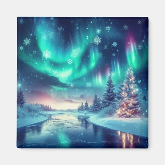Aurora borealis/Kerstmis/Winter Magneet (Voorkant)