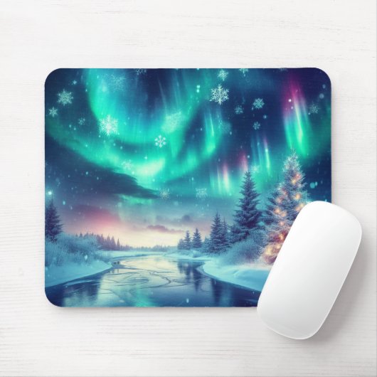 Aurora borealis/Kerstmis/Winter Muismat (Met muis)