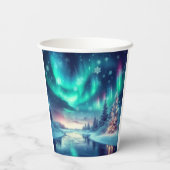 Aurora borealis/Kerstmis/Winter Papieren Bekers (Achterkant)