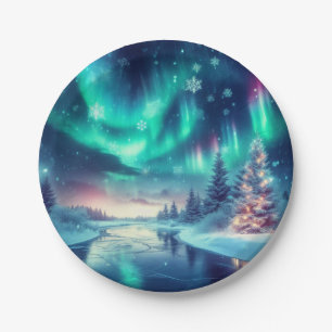 Aurora borealis/Kerstmis/Winter Papieren Bordje