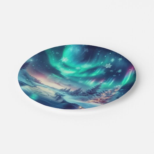 Aurora borealis/Kerstmis/Winter Papieren Bordje (Gekanteld)