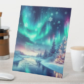 Aurora borealis/Kerstmis/Winter Reclamebord Met Voetstuk (Insitu)