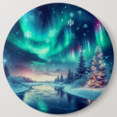 Aurora borealis/Kerstmis/Winter Ronde Button 6,0 Cm (Voorkant)