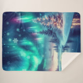 Aurora borealis/Kerstmis/Winter Sherpa Deken (Voorkant (horizontaal))