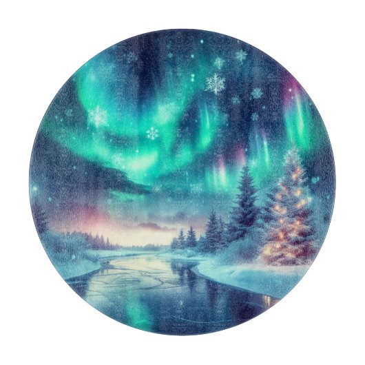 Aurora borealis/Kerstmis/Winter Snijplank (Voorkant)