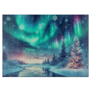 Aurora borealis/Kerstmis/Winter Snijplank
