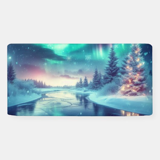 Aurora borealis/Kerstmis/Winter Spandoek (Horizontaal)