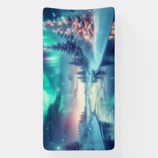 Aurora borealis/Kerstmis/Winter Spandoek (Verticaal)