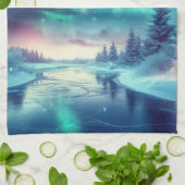 Aurora borealis/Kerstmis/Winter Theedoek (Gevouwen)