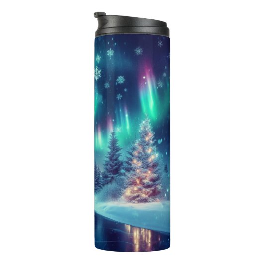 Aurora borealis/Kerstmis/Winter Thermosbeker (Geroteerd rechts)