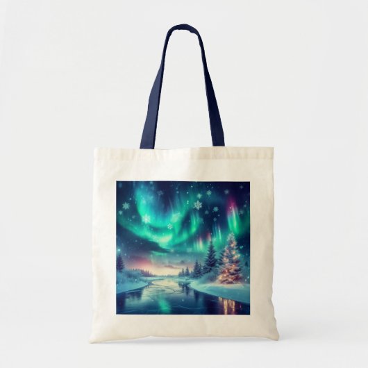 Aurora borealis/Kerstmis/Winter Tote Bag (Voorkant)