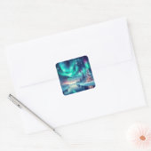 Aurora borealis/Kerstmis/Winter Vierkante Sticker (Envelop)