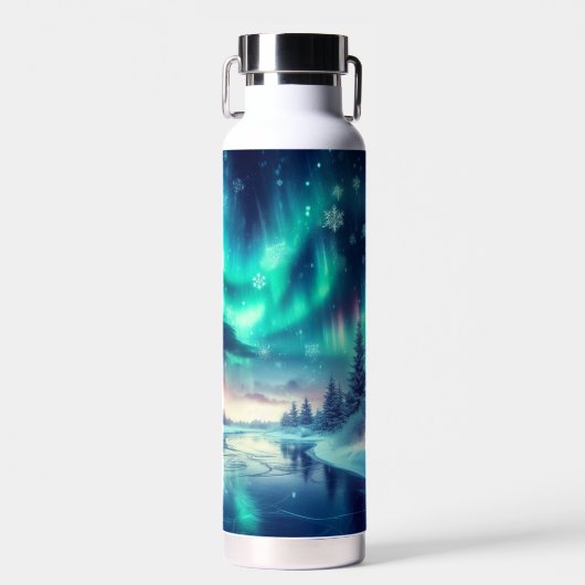 Aurora borealis/Kerstmis/Winter Waterfles (Voorkant)
