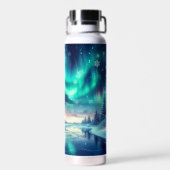 Aurora borealis/Kerstmis/Winter Waterfles (Achterkant)