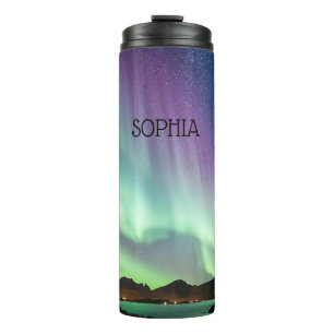 Aurora borealis lichten gepersonaliseerd met jouw  thermosbeker