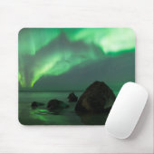 Aurora Borealis Lofoten Beach Norway Muismat (Met muis)