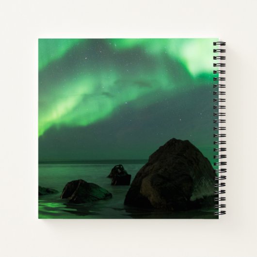 Aurora Borealis Lofoten Beach Norway Notitieboek (Achterkant)
