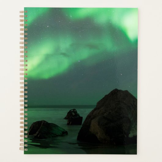 Aurora Borealis Lofoten Beach Norway Planner (Voorkant)