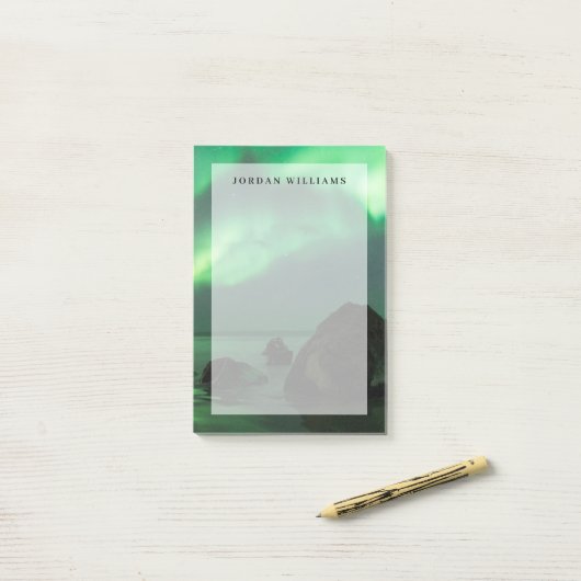 Aurora Borealis Lofoten Beach Norway Post-it® Notes (Op bureau)