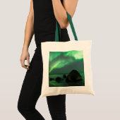 Aurora Borealis Lofoten Beach Norway Tote Bag (Voorkant (product))