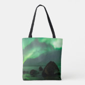 Aurora Borealis Lofoten Beach Norway Tote Bag (Achterkant)