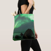Aurora Borealis Lofoten Beach Norway Tote Bag (Dichtbij)