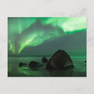 Aurora Borealis   Lofoten-strand Noorwegen Briefkaart