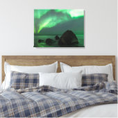 Aurora Borealis | Lofoten-strand Noorwegen Canvas Afdruk (Insitu (Slaapkamer))