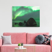 Aurora Borealis | Lofoten-strand Noorwegen Canvas Afdruk (Insitu (Woonkamer))