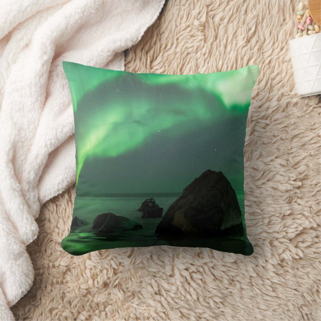 Aurora Borealis | Lofoten-strand Noorwegen Kussen (Deken)