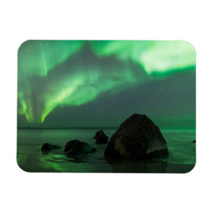 Aurora Borealis Lofoten-strand Noorwegen Magneet