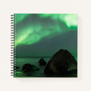 Aurora Borealis   Lofoten-strand Noorwegen Notitieboek