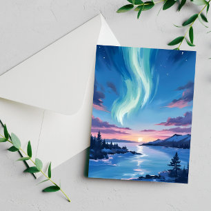 Aurora Borealis Meer Dromerige Nacht Landschap Kaa