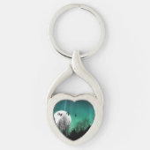 Aurora Borealis & Moon - Groen Sleutelhanger (Voorkant)