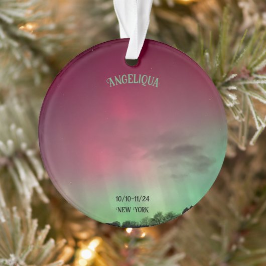 Aurora Borealis Naam Datum Acryl Ornament (Boom)